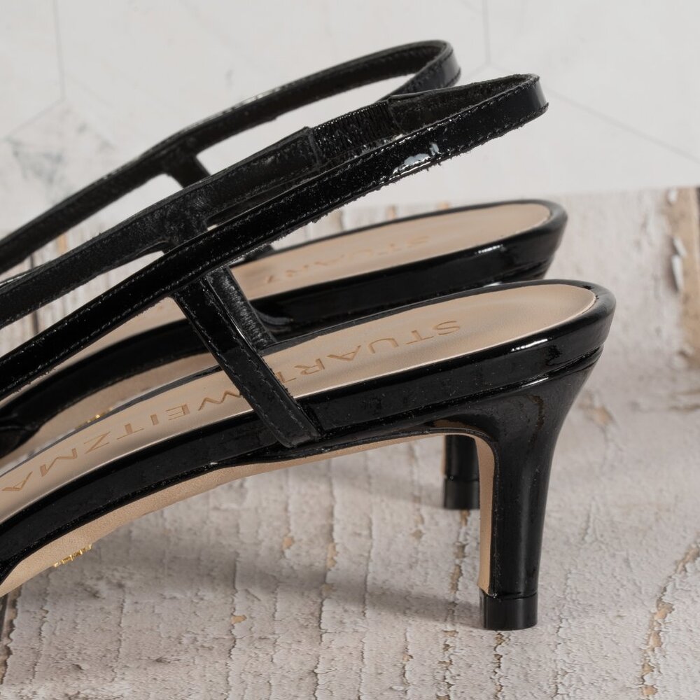 Stuart Weitzman Womens Mondrian 50 Slingback Color Black/Flannel Size 8 B - Picture 10 of 11